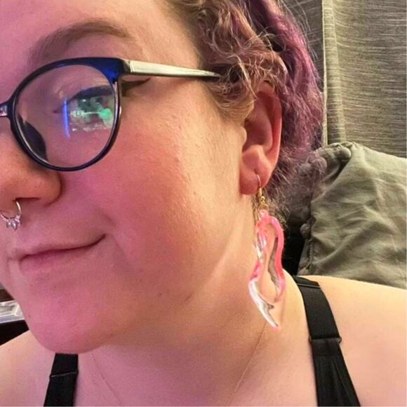 New Clear Jelly Barbie‎ Doll Shoe Heel Crystal Stiletto Dangle Earrings Glam - Picture 4 of 4